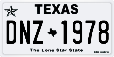 TX license plate DNZ1978