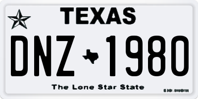 TX license plate DNZ1980
