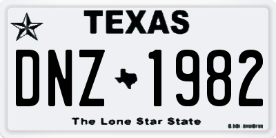 TX license plate DNZ1982
