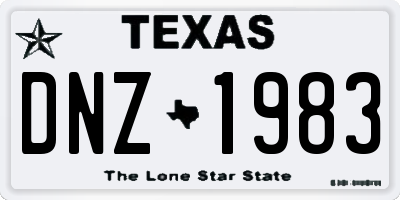 TX license plate DNZ1983