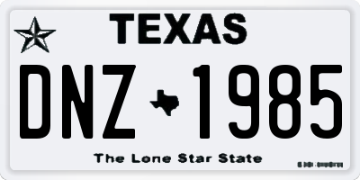 TX license plate DNZ1985