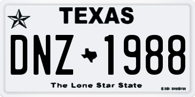 TX license plate DNZ1988