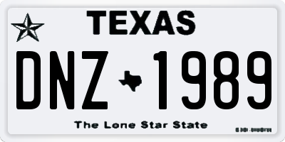 TX license plate DNZ1989