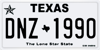 TX license plate DNZ1990
