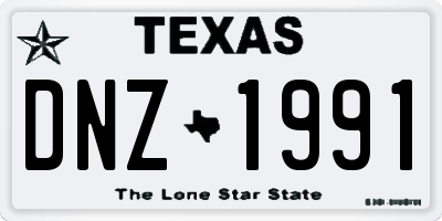 TX license plate DNZ1991