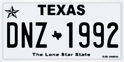 TX license plate DNZ1992