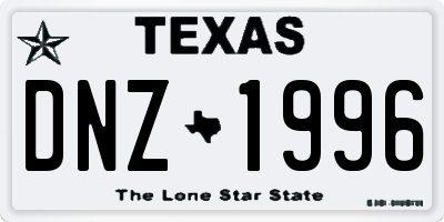 TX license plate DNZ1996