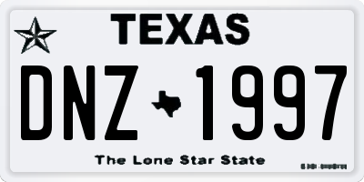 TX license plate DNZ1997