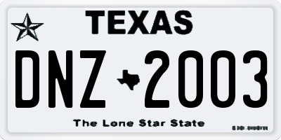 TX license plate DNZ2003
