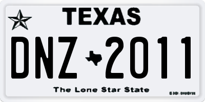 TX license plate DNZ2011