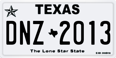 TX license plate DNZ2013