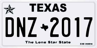 TX license plate DNZ2017