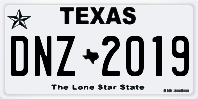 TX license plate DNZ2019