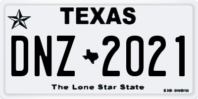 TX license plate DNZ2021
