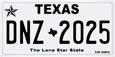 TX license plate DNZ2025