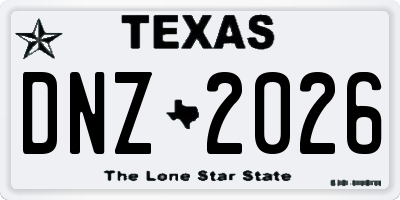 TX license plate DNZ2026