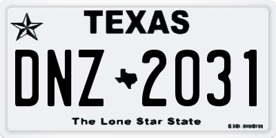 TX license plate DNZ2031