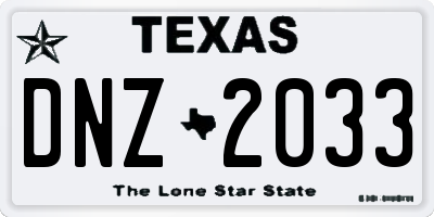 TX license plate DNZ2033