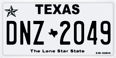 TX license plate DNZ2049