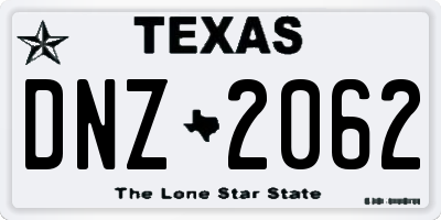 TX license plate DNZ2062