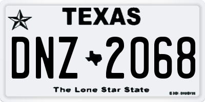 TX license plate DNZ2068
