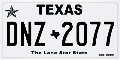 TX license plate DNZ2077