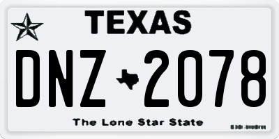 TX license plate DNZ2078