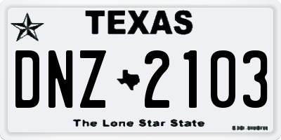 TX license plate DNZ2103