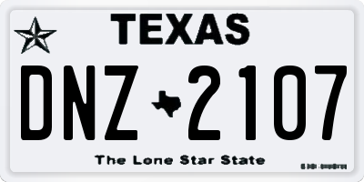TX license plate DNZ2107