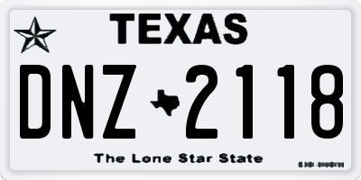 TX license plate DNZ2118