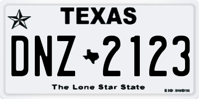 TX license plate DNZ2123