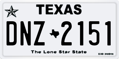 TX license plate DNZ2151