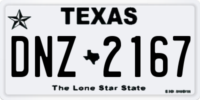 TX license plate DNZ2167