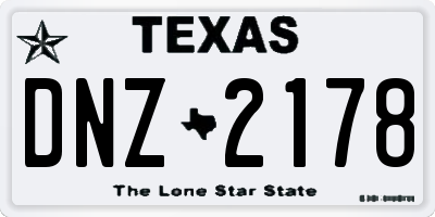 TX license plate DNZ2178