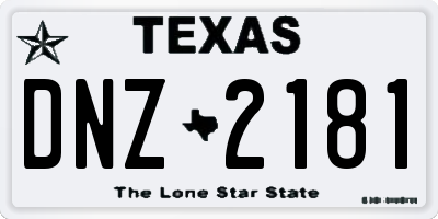 TX license plate DNZ2181