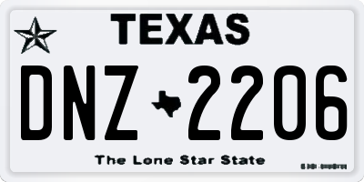TX license plate DNZ2206