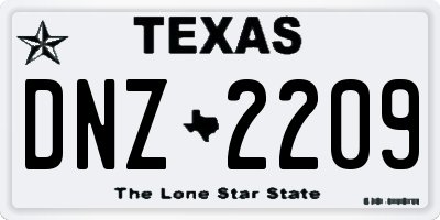 TX license plate DNZ2209