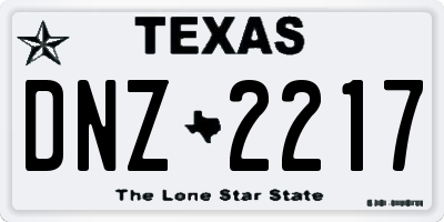 TX license plate DNZ2217