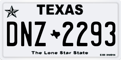 TX license plate DNZ2293