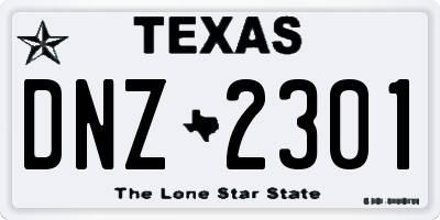TX license plate DNZ2301
