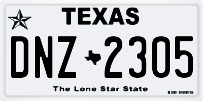 TX license plate DNZ2305