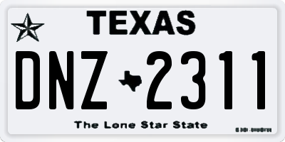 TX license plate DNZ2311