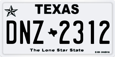 TX license plate DNZ2312
