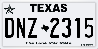 TX license plate DNZ2315