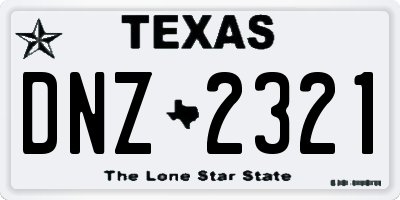 TX license plate DNZ2321