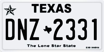 TX license plate DNZ2331
