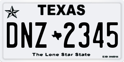 TX license plate DNZ2345