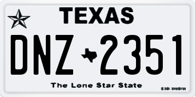 TX license plate DNZ2351