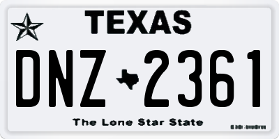 TX license plate DNZ2361