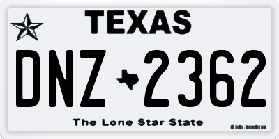 TX license plate DNZ2362